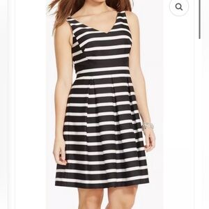 Ralph Lauren Striped Black and White Midi Dress SZ 14